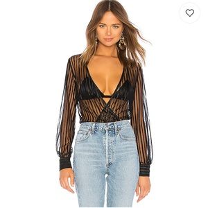 Superdown striped mesh bodysuit (S)